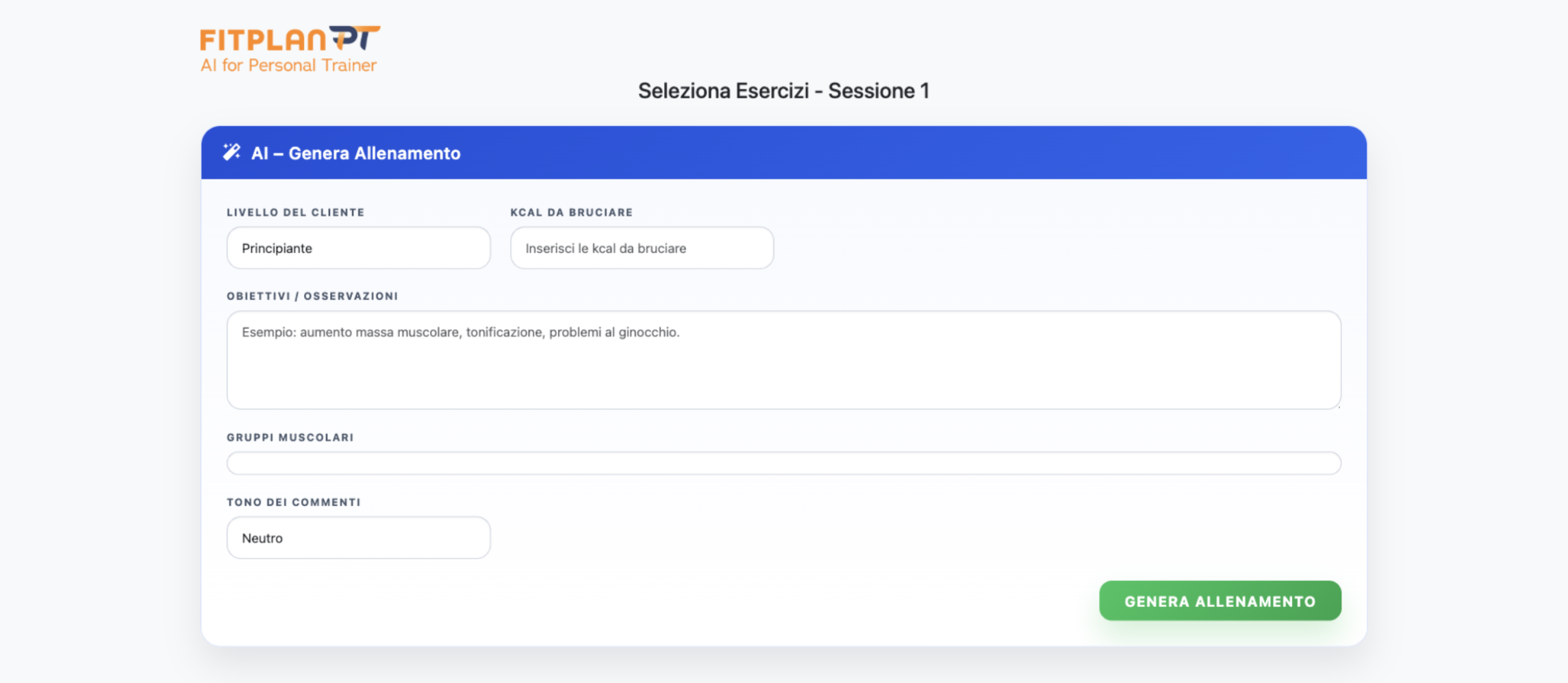 Generazione Allenamenti con AI